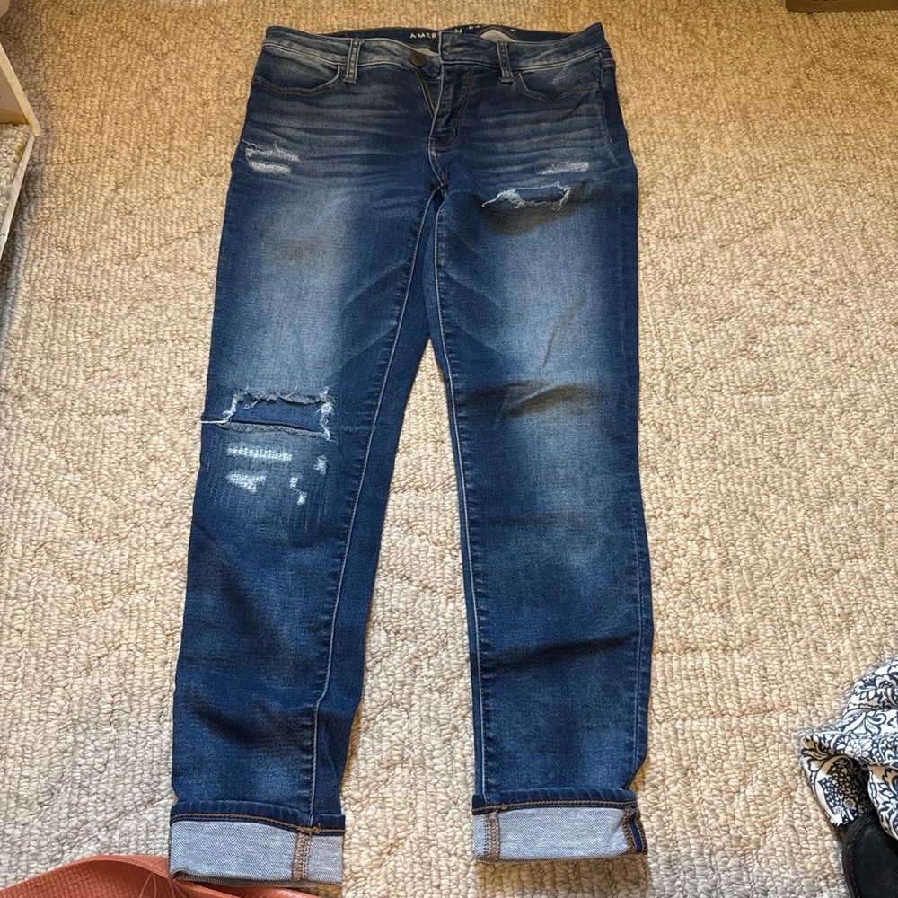 Distressed Blue Jeans